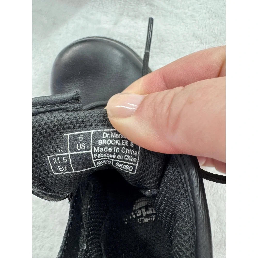Dr. Martens Brookline Combat Boots Kid 6 Black Leather Lace Up Ankle Side Zipper
